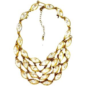 CLARE DEVE OF PARIS Luxurious Gold and CRYSTAL Statement Necklace